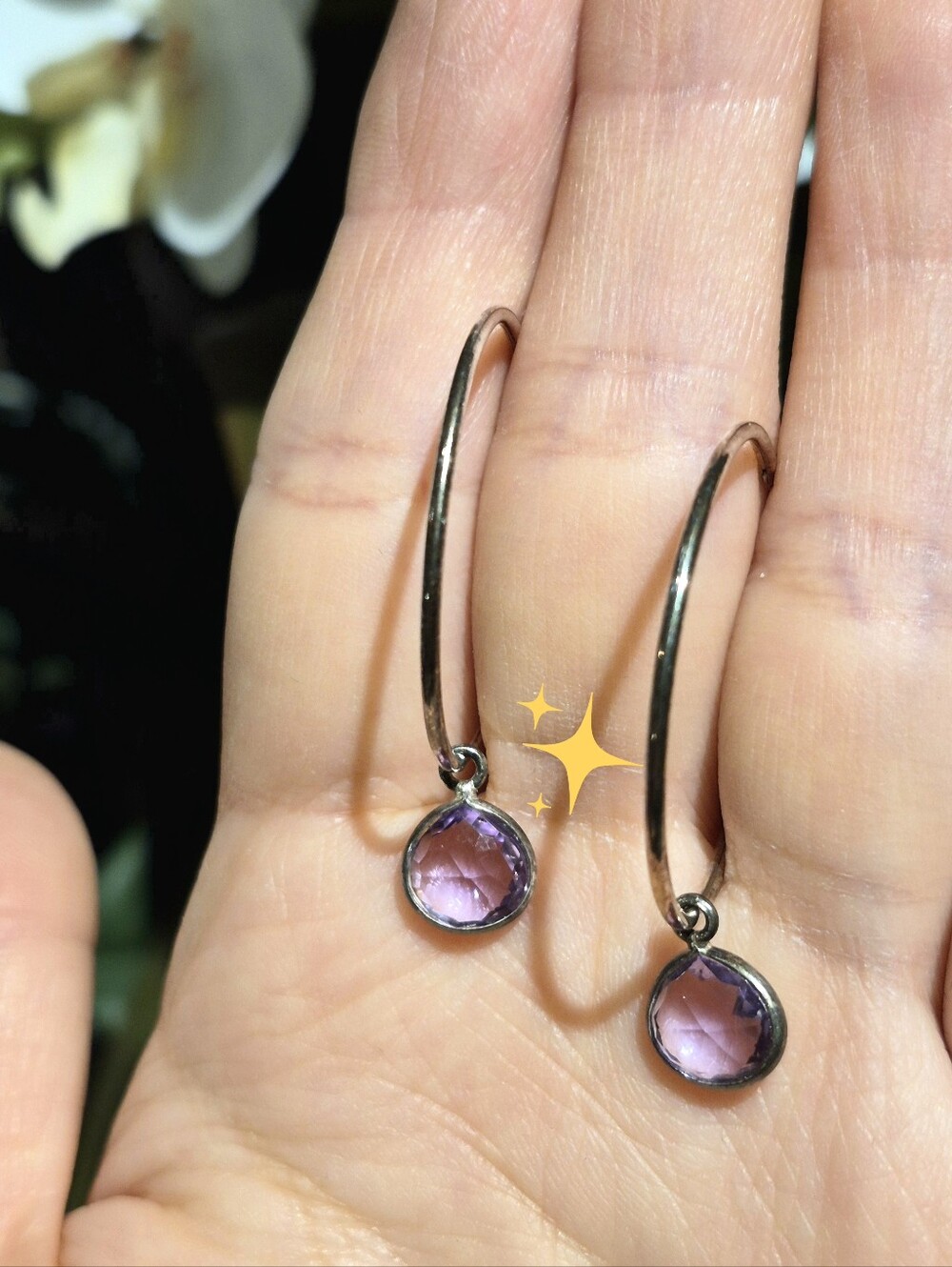 New Amethyst 925 Sterling Silver Hoops Earrings